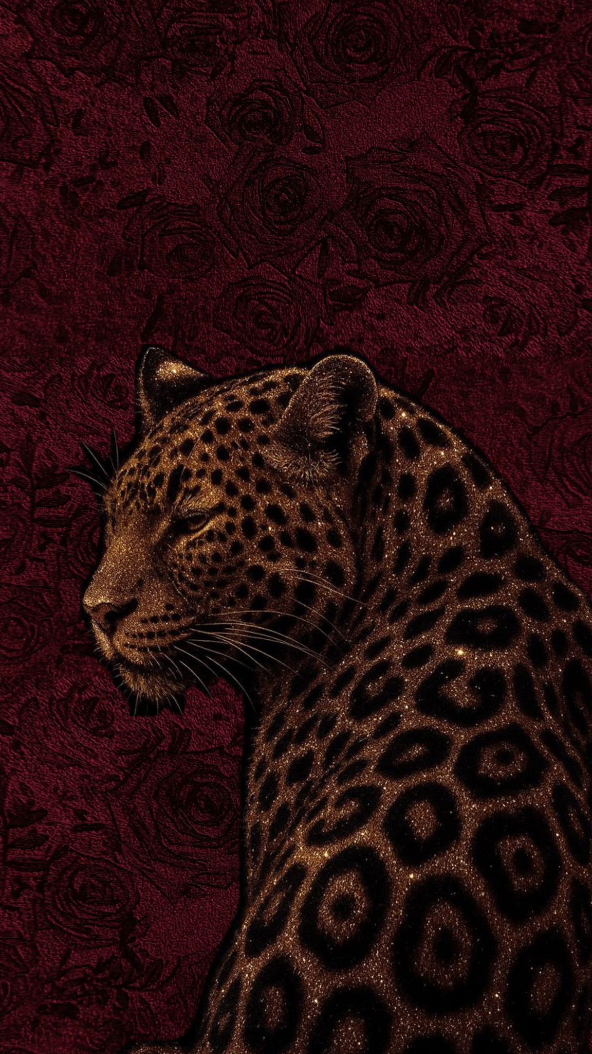MAJESTIC LEOPARD RED ROSE CANVAS POSTER