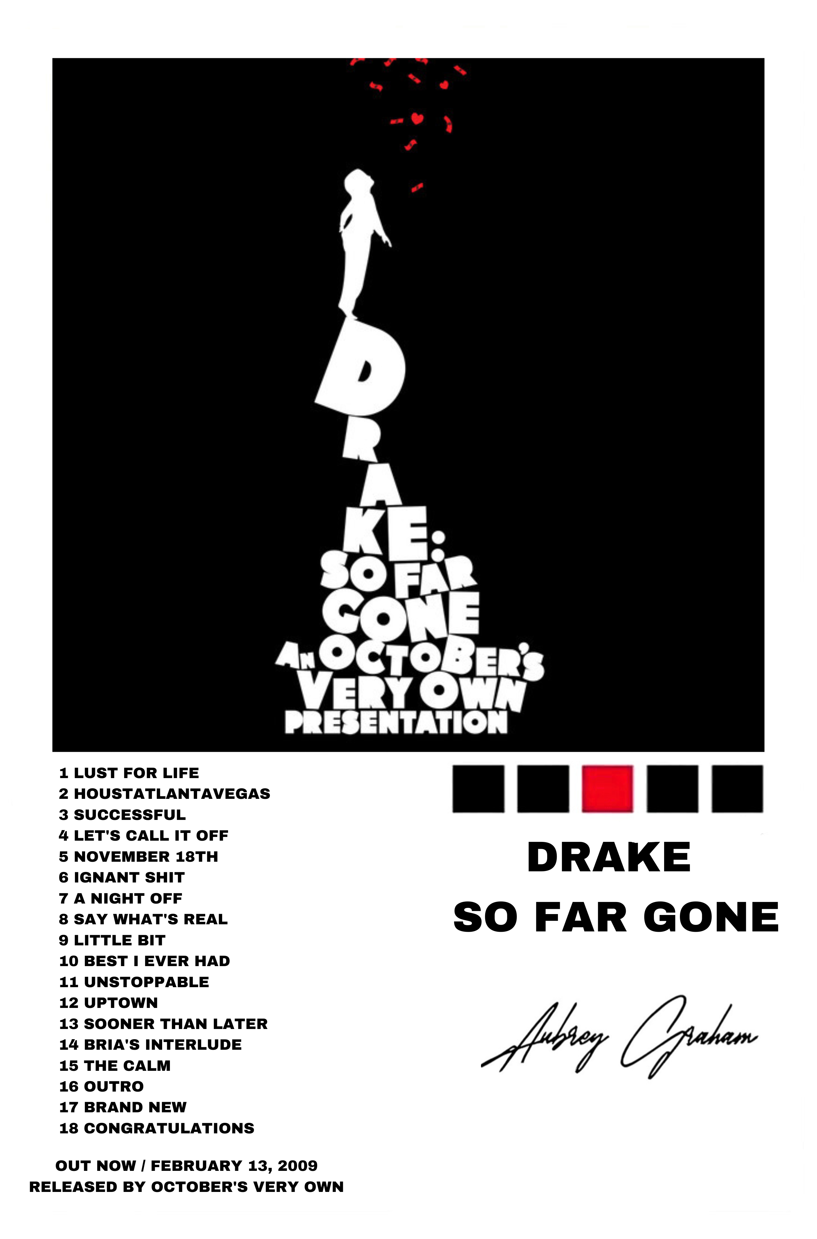 DRAKE " SO FAR GONE " CANVAS POSTER