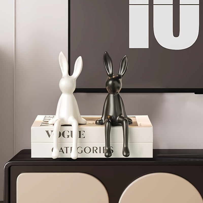 Tnessential Creative Cute Healing Animal Sculpture Cute Sitting Rabbit 3D Decor