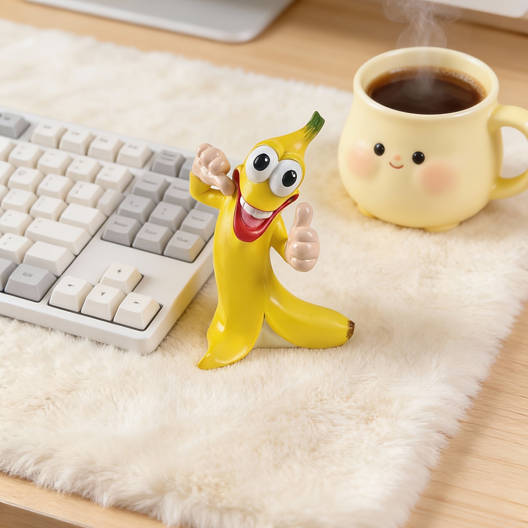Tnessential Cute Pastoral Style Smiling Face Banana Ornament 3D Decor