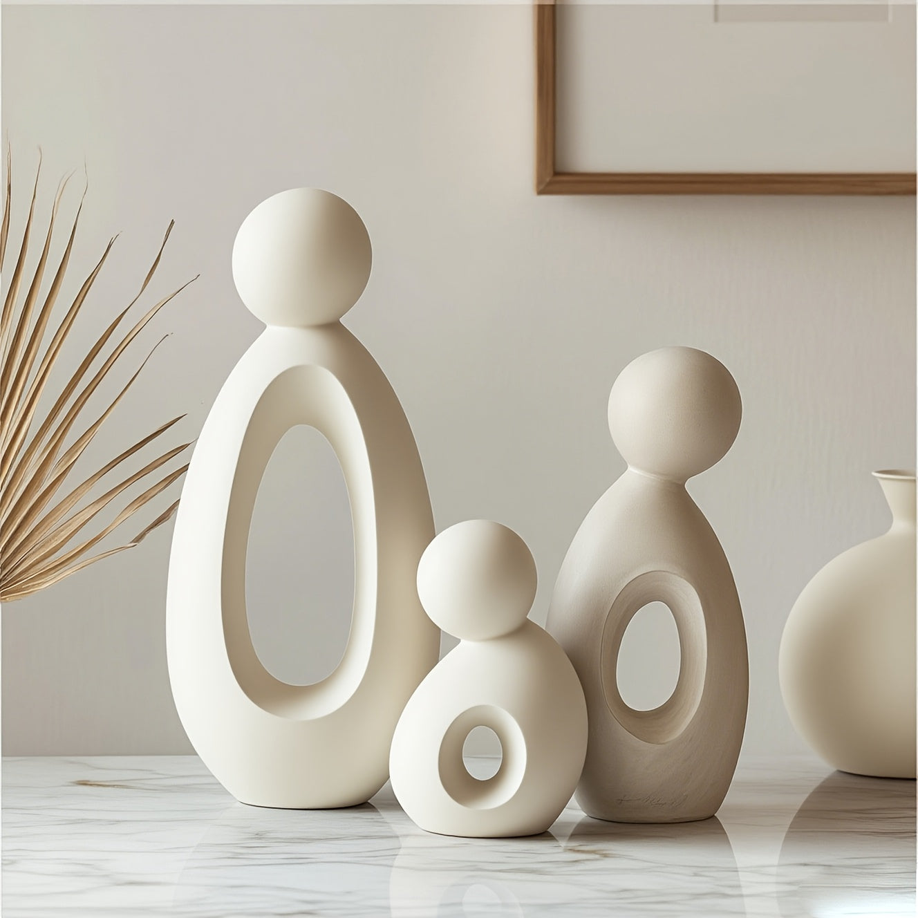 Tnessential Set of Minimalist-style Resin Ornaments Featuring Simple 3D Decor