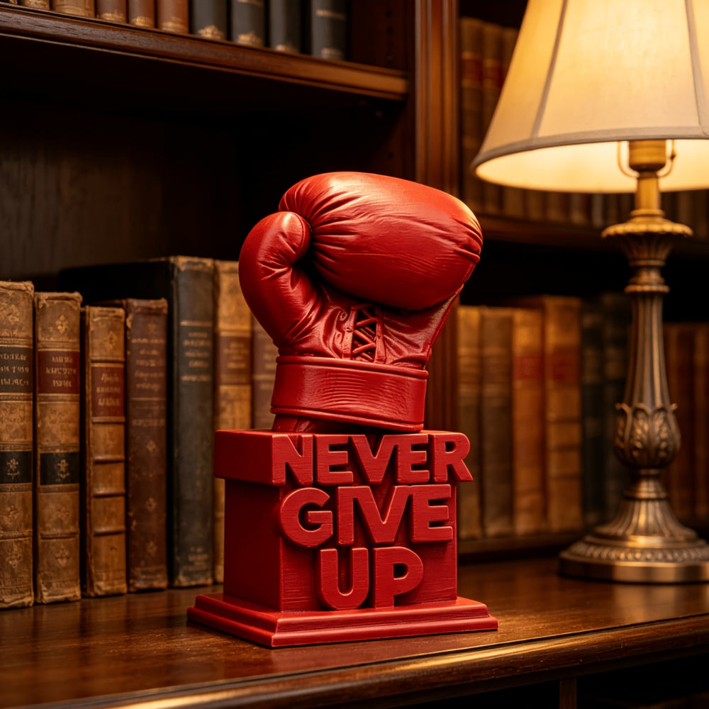Tnessential Motivational 'never Give Up' Boxing Glove Sculpture 3D Decor