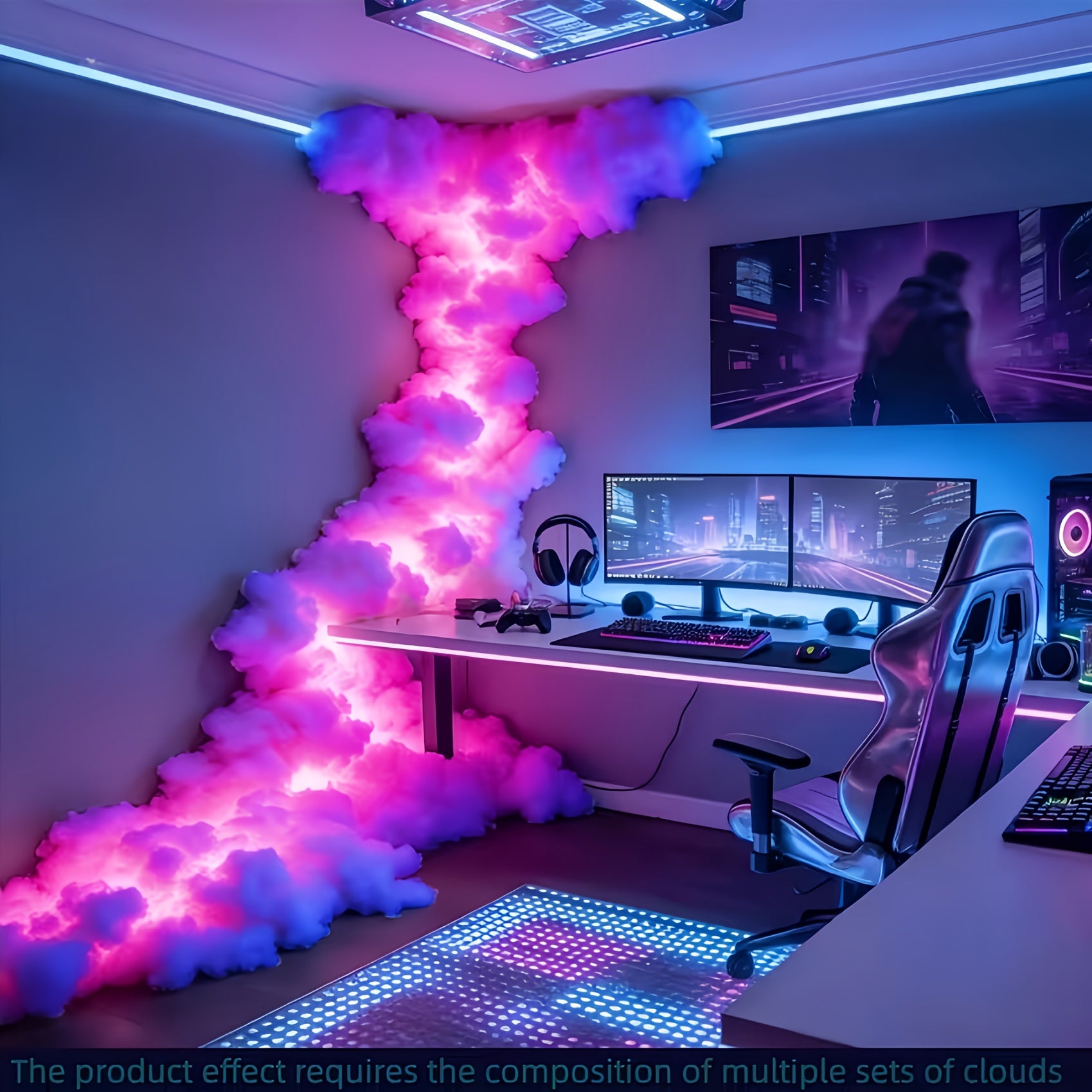Tnessential 78 Meter Glowing 3D Lightning Thundercloud Light 3D Decor