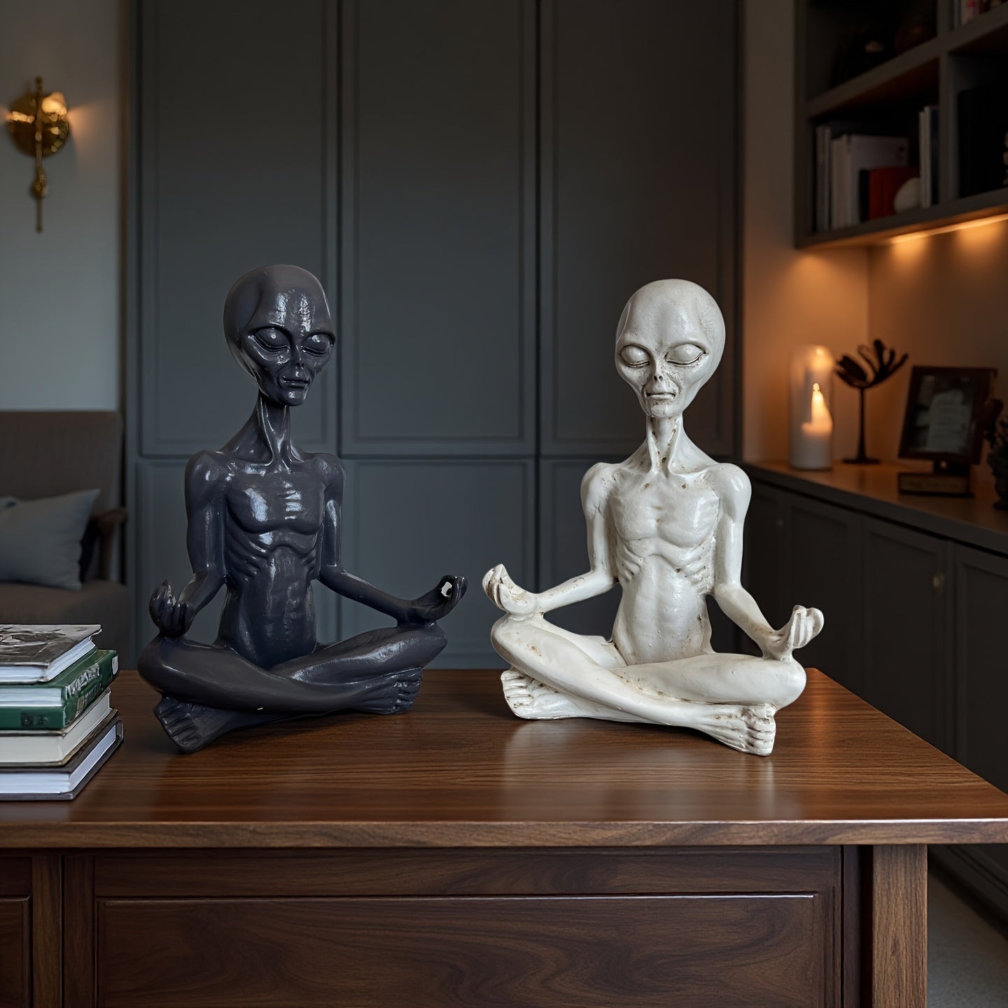 Tnessential New Devil Yoga Alien Resin Statue Halloween Ation for 3D Decor