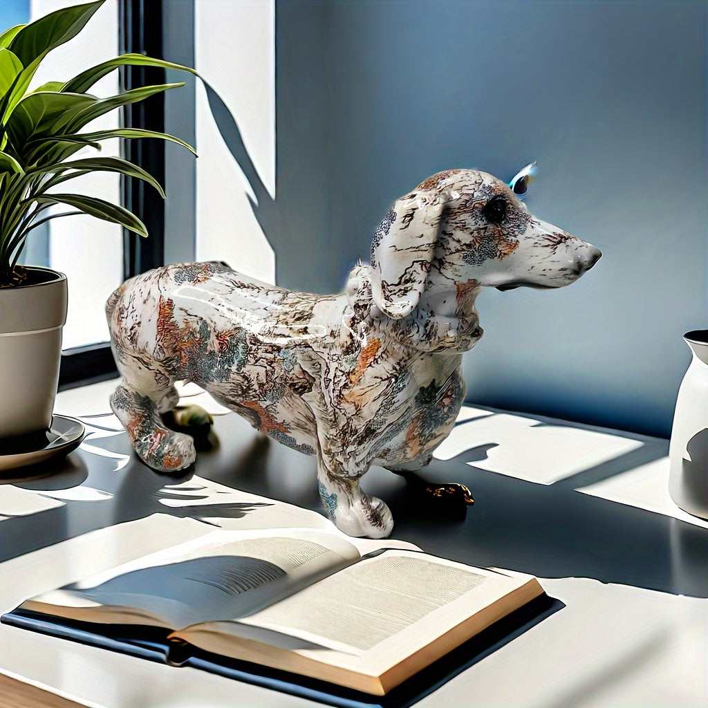 Tnessential Vibrant Graffiti Sausage Dog Statue 3D Decor