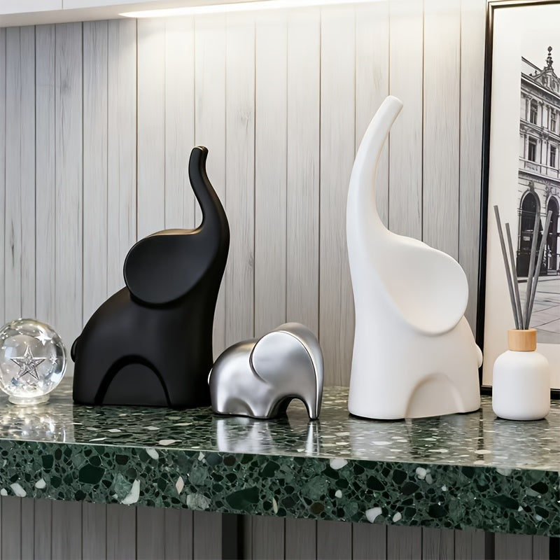 Tnessential Modern Minimalist Elephant Figurine for a Family of Three 3D Decor