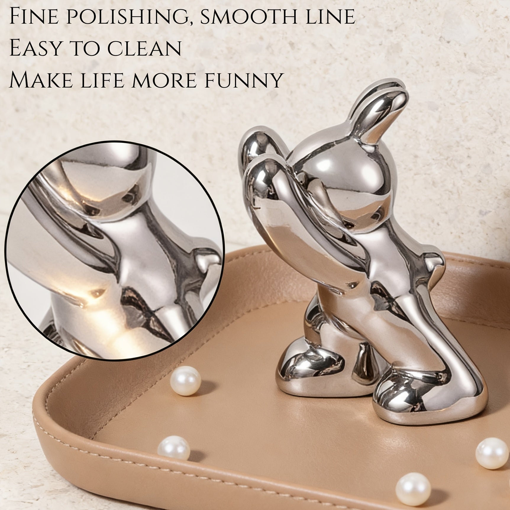 Tnessential Ceramic Rabbit Bookend with a High-end Silvery Plating 3D Decor