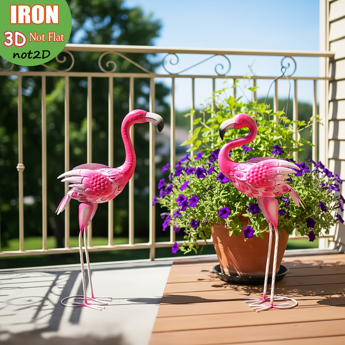Tnessential Large Metal Pink for Flamingo Garden Statues and Sculptures 3D Decor