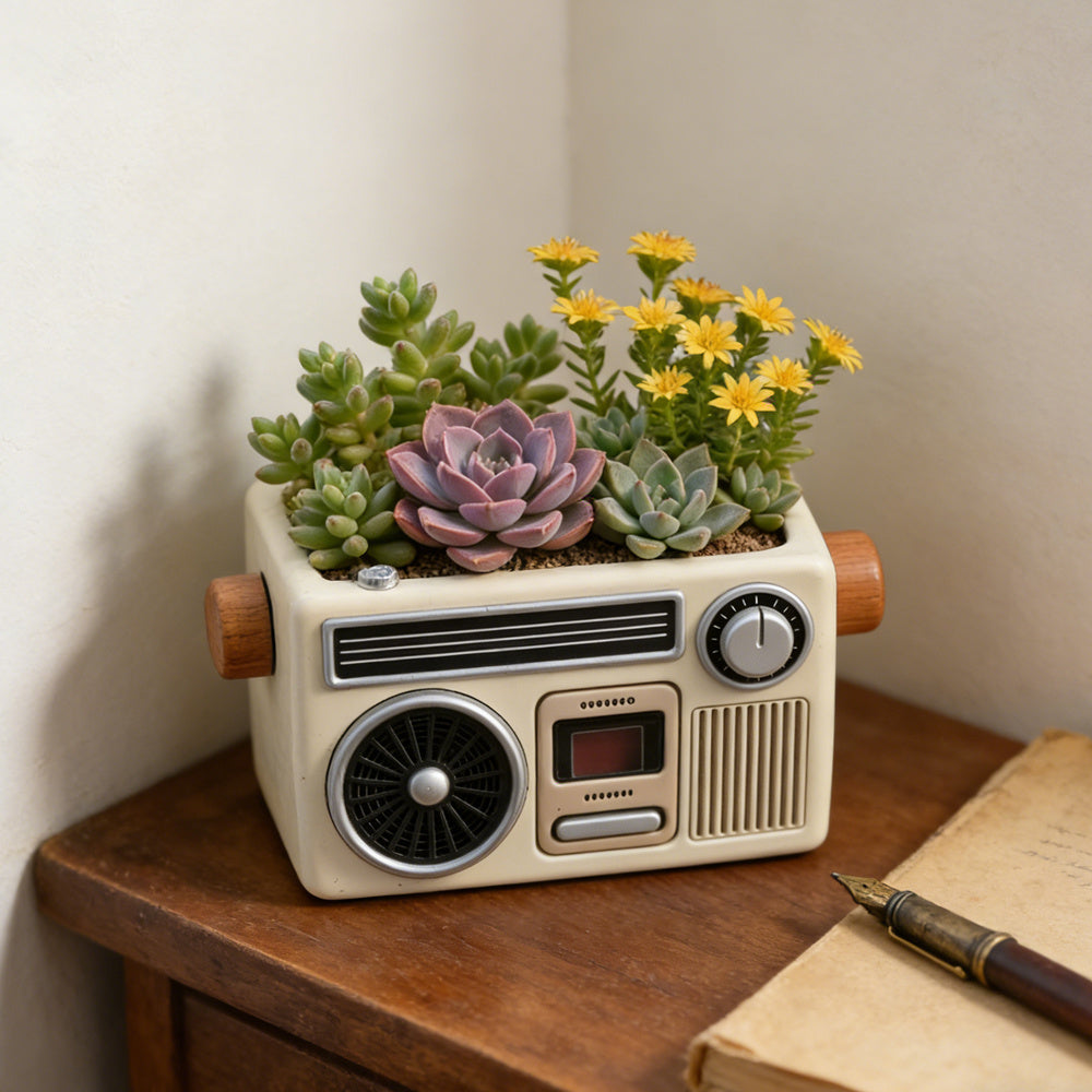 Tnessential Retro Radio Succulent Planter Silicone Mold 3D Decor