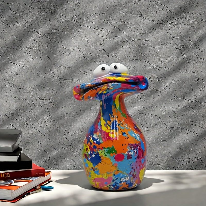 Tnessential Colorful Big Mouth Frog Resin Art Decor Vibrant Splash 3D Decor