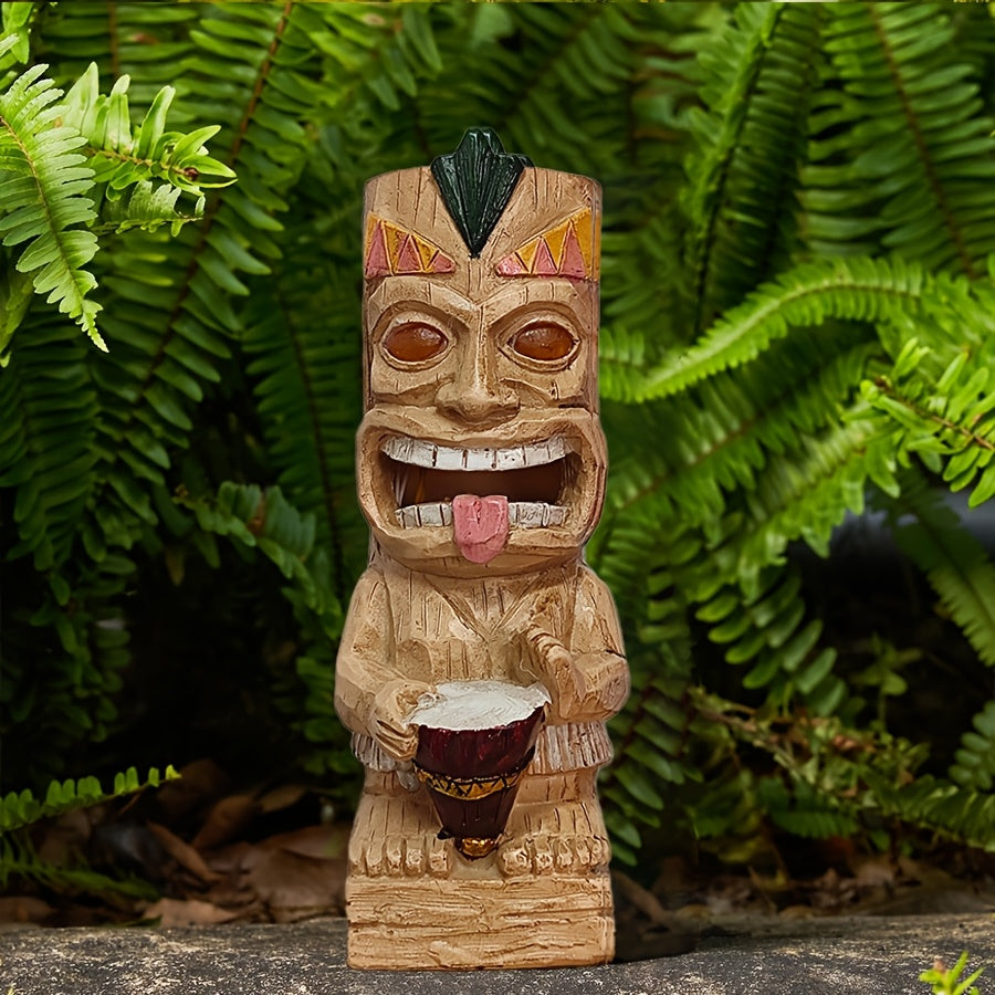 Tnessential Tiki Statue Solar Lights Outdoor Decoration 3D Decor