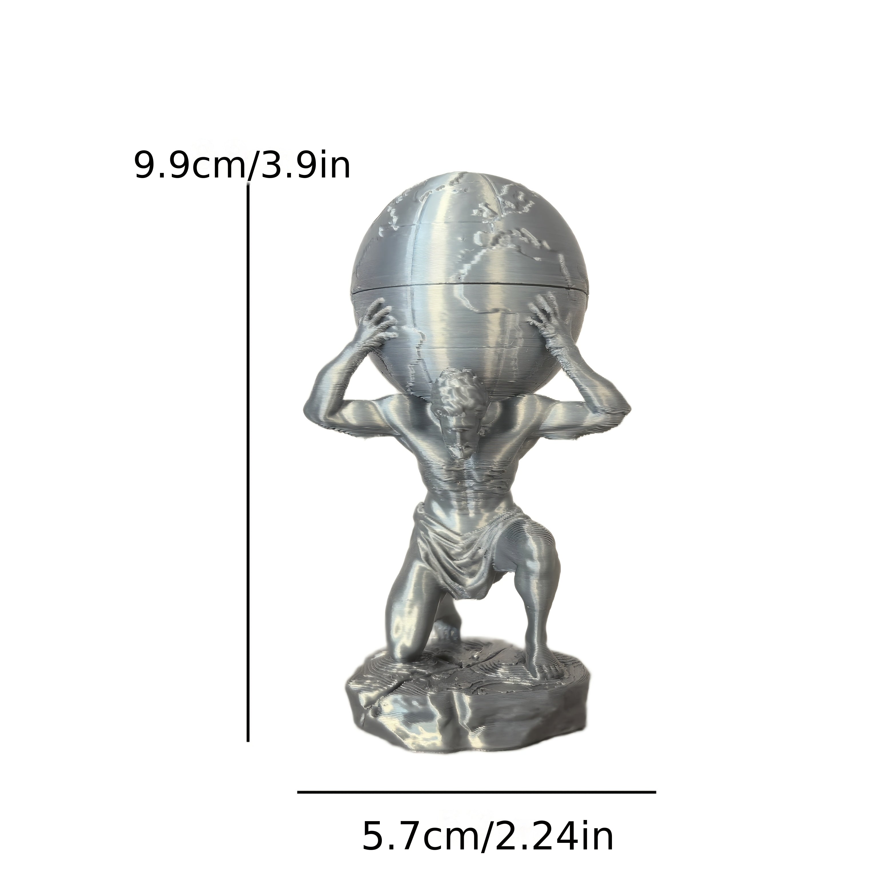 Tnessential Greek Mythology Atlas Titan Statue with Globe Storage Box 3D Decor