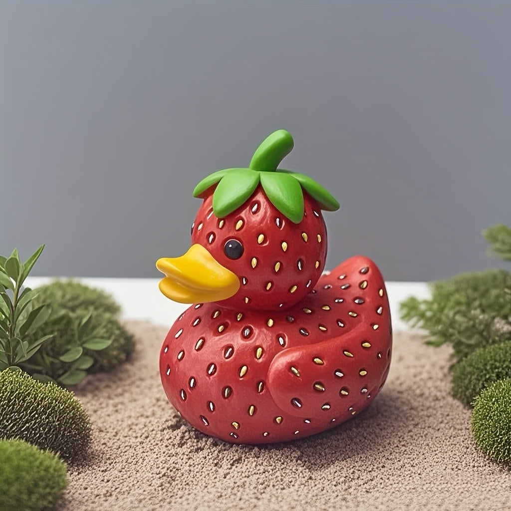 Tnessential Strawberry Duck Resin Collectible Figurine 3D Decor