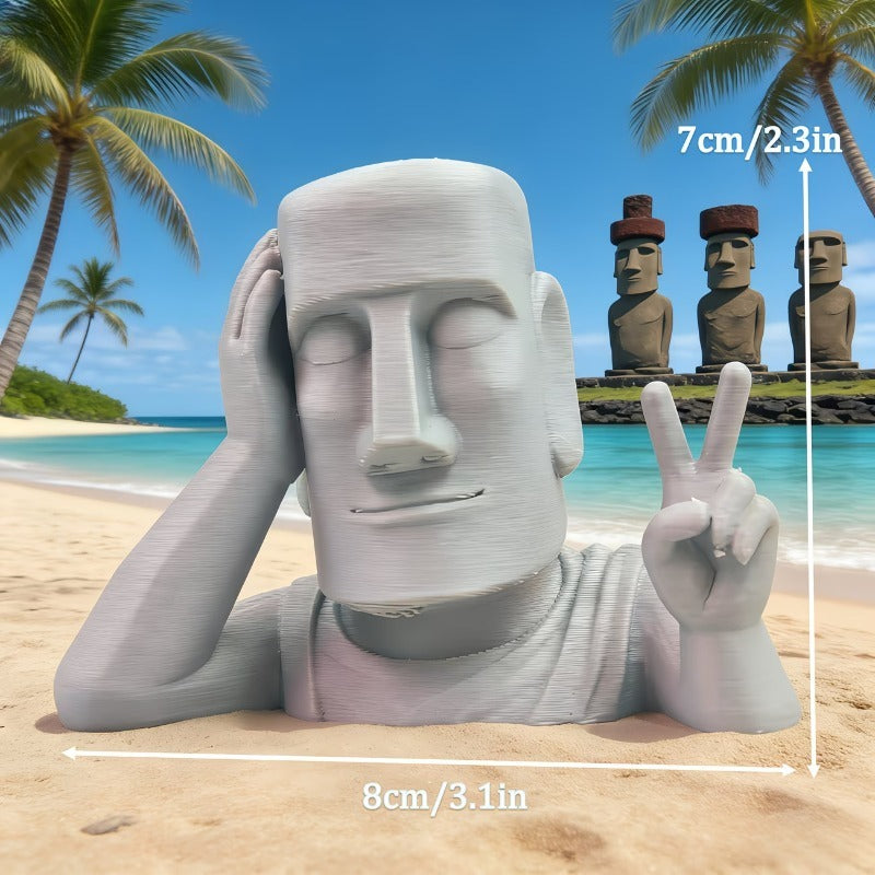 Tnessential Set of 3 Artistic Moai Statues 3D Decor