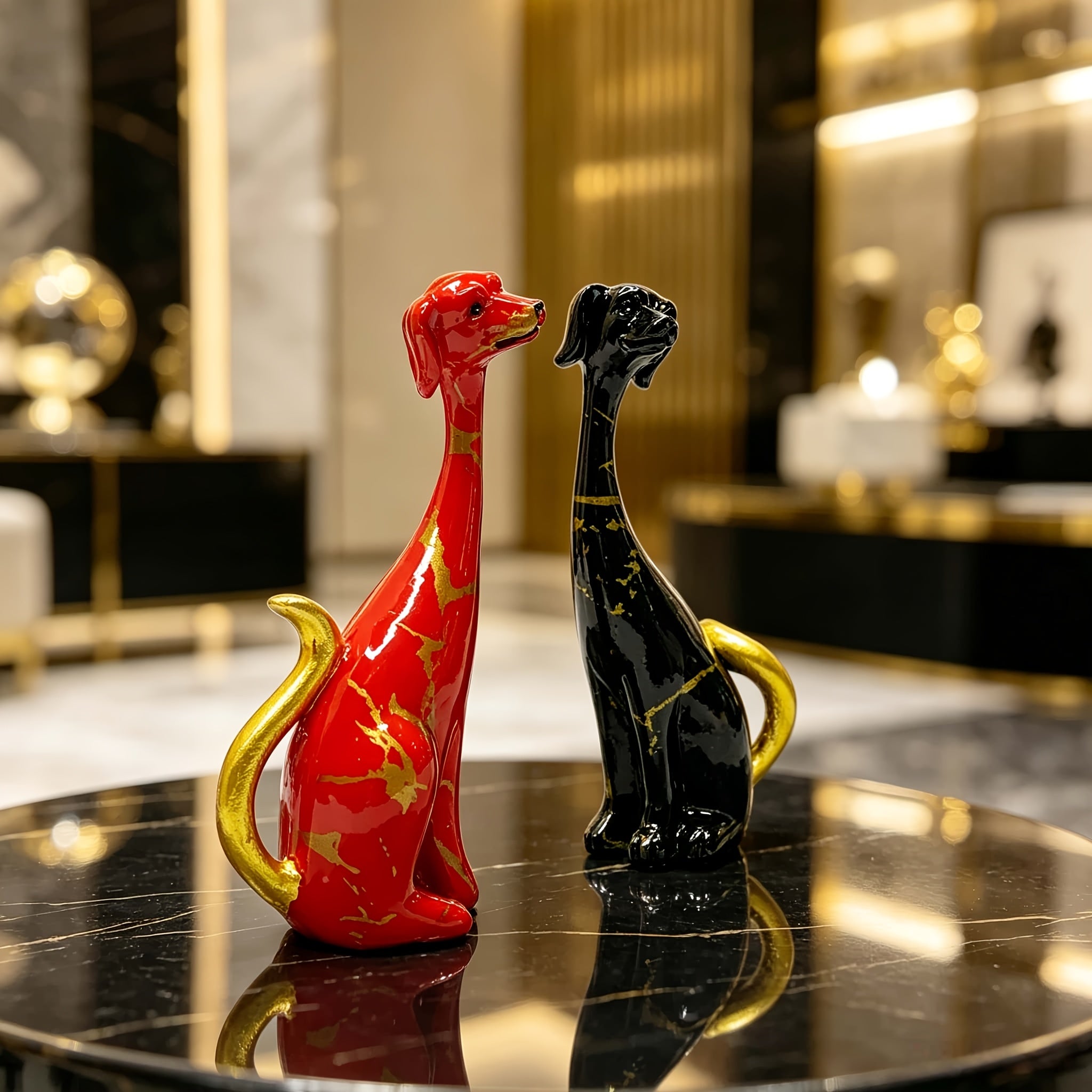 Tnessential Long-necked Dog Statues 3D Decor