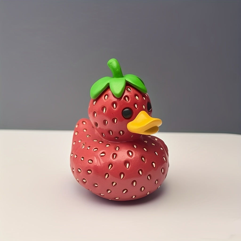 Tnessential Strawberry Duck Resin Collectible Figurine 3D Decor