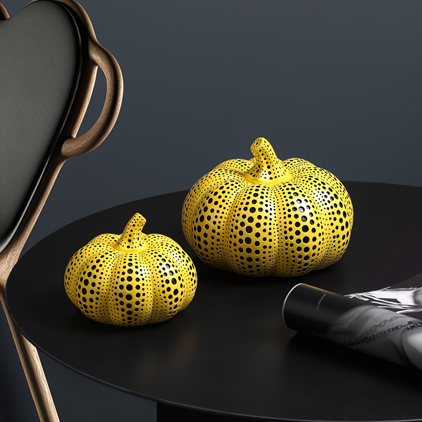Tnessential Modern Halloween Resin Pumpkin Sculpture 3D Decor