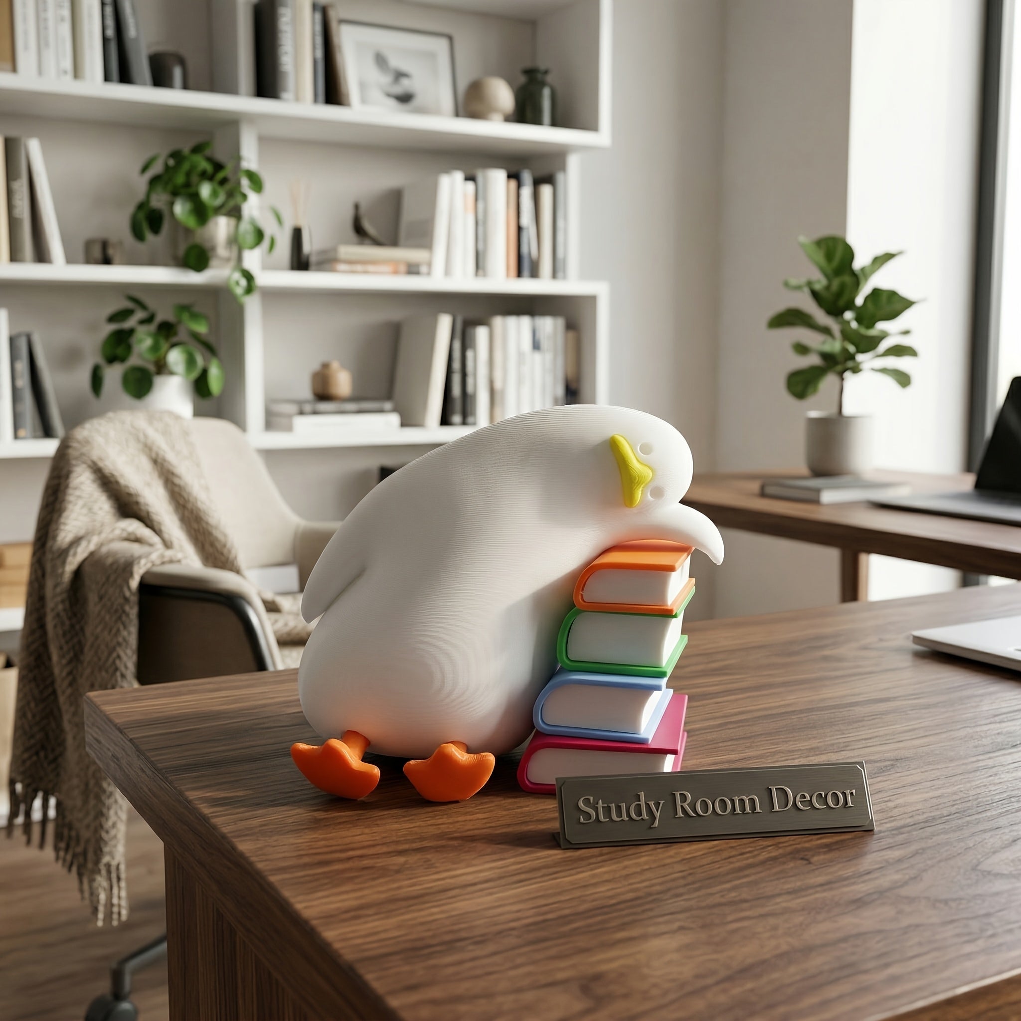 Tnessential Lazy Duck Figurine from a Book 3D Decor