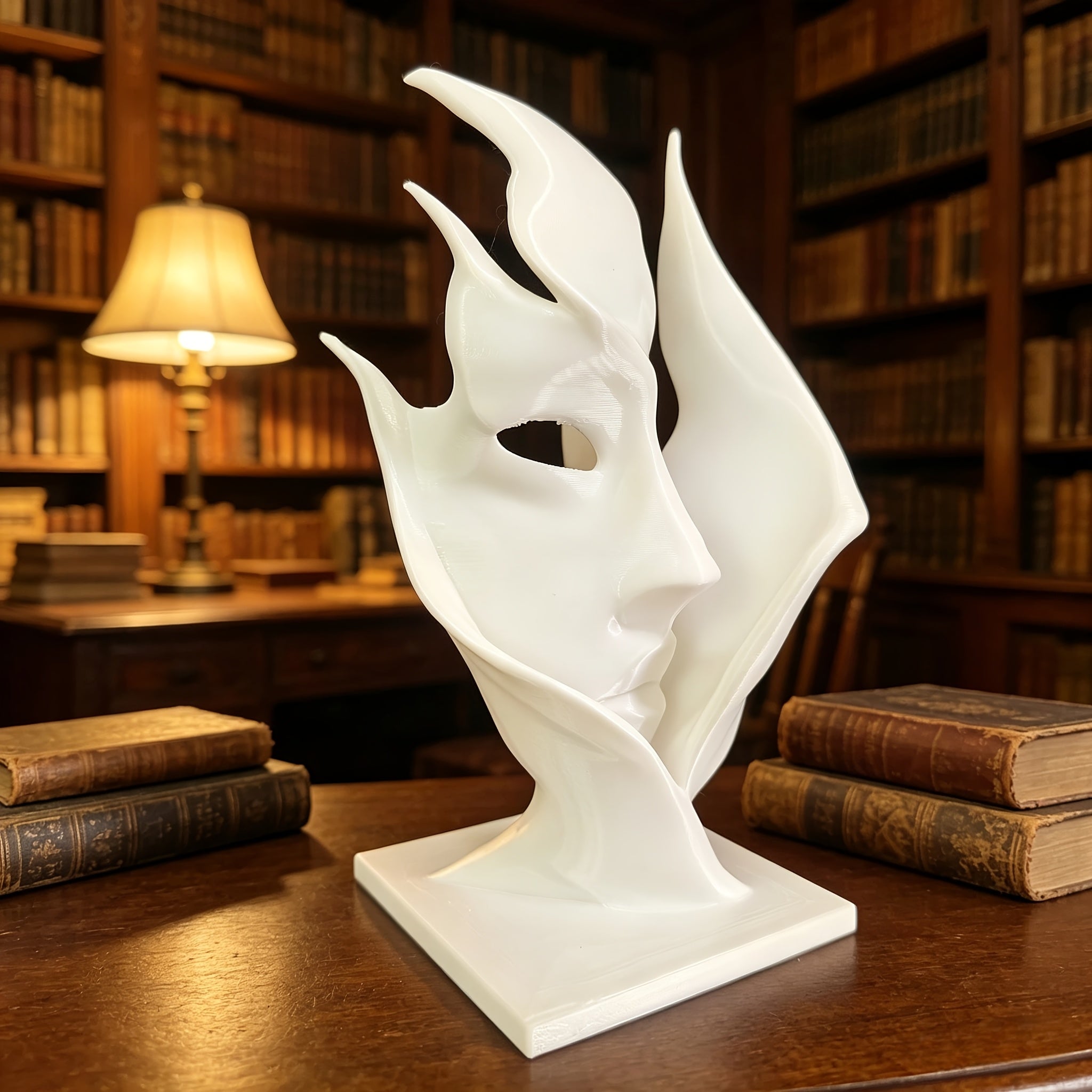 Tnessential White Art Half-face Sculpture 3D Decor