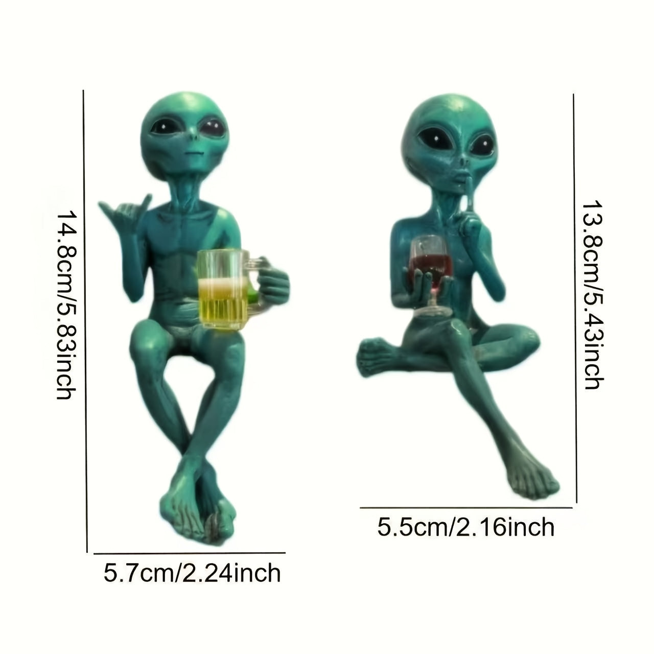 Tnessential Green Alien Resin Collectible Figurines 3D Decor