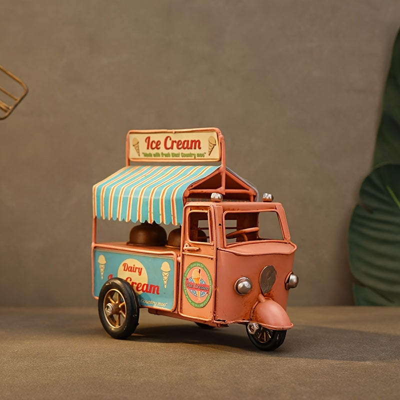 Tnessential Iron Art Industrial Style Pink Ice Cream Truck Ornament 3D Decor