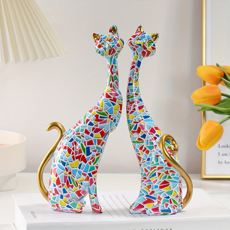 Tnessential Pair of Cat Resin Ornaments 3D Decor