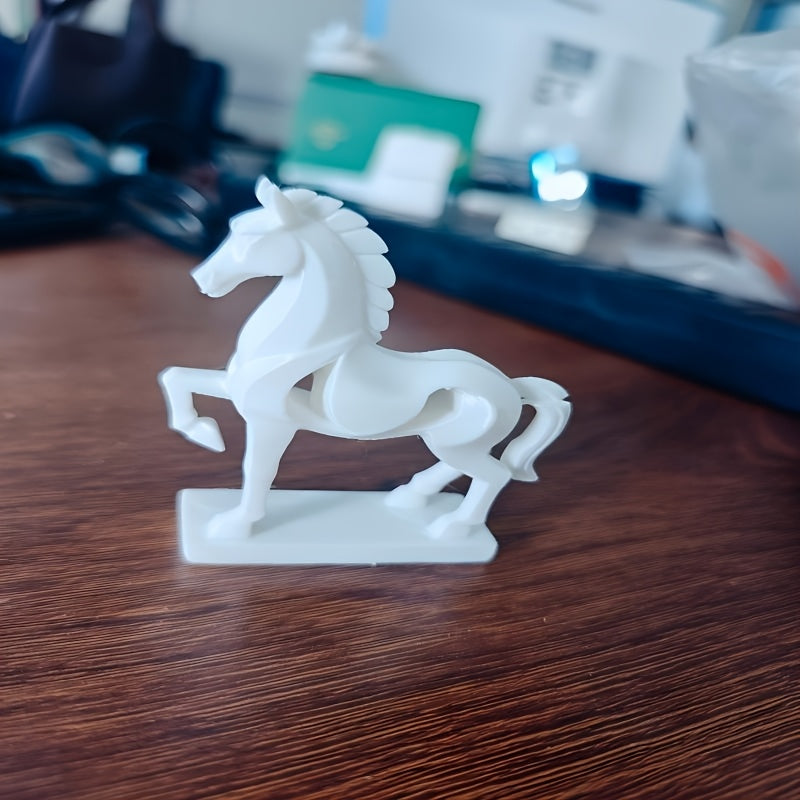 Tnessential Modern Abstract 3D Printed White Horse Sculpture 3D Decor