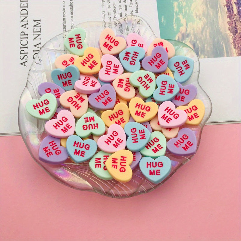 Tnessential U002f20pcs Resin New Pastel Hot Conversation Heart Shape 3D Decor