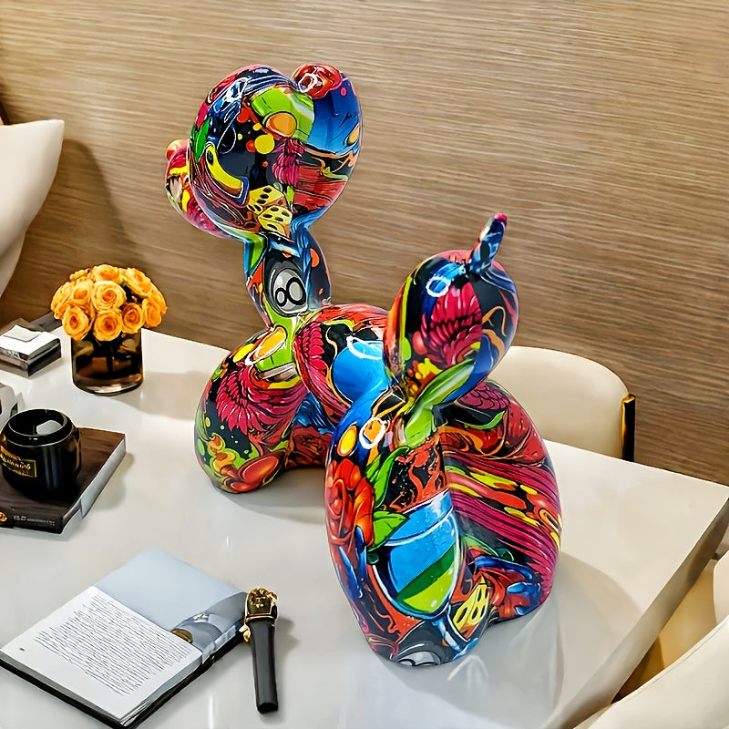 Tnessential Graffiti Balloon Dog Sculpture Animal Statues Art Figurines 3D Decor