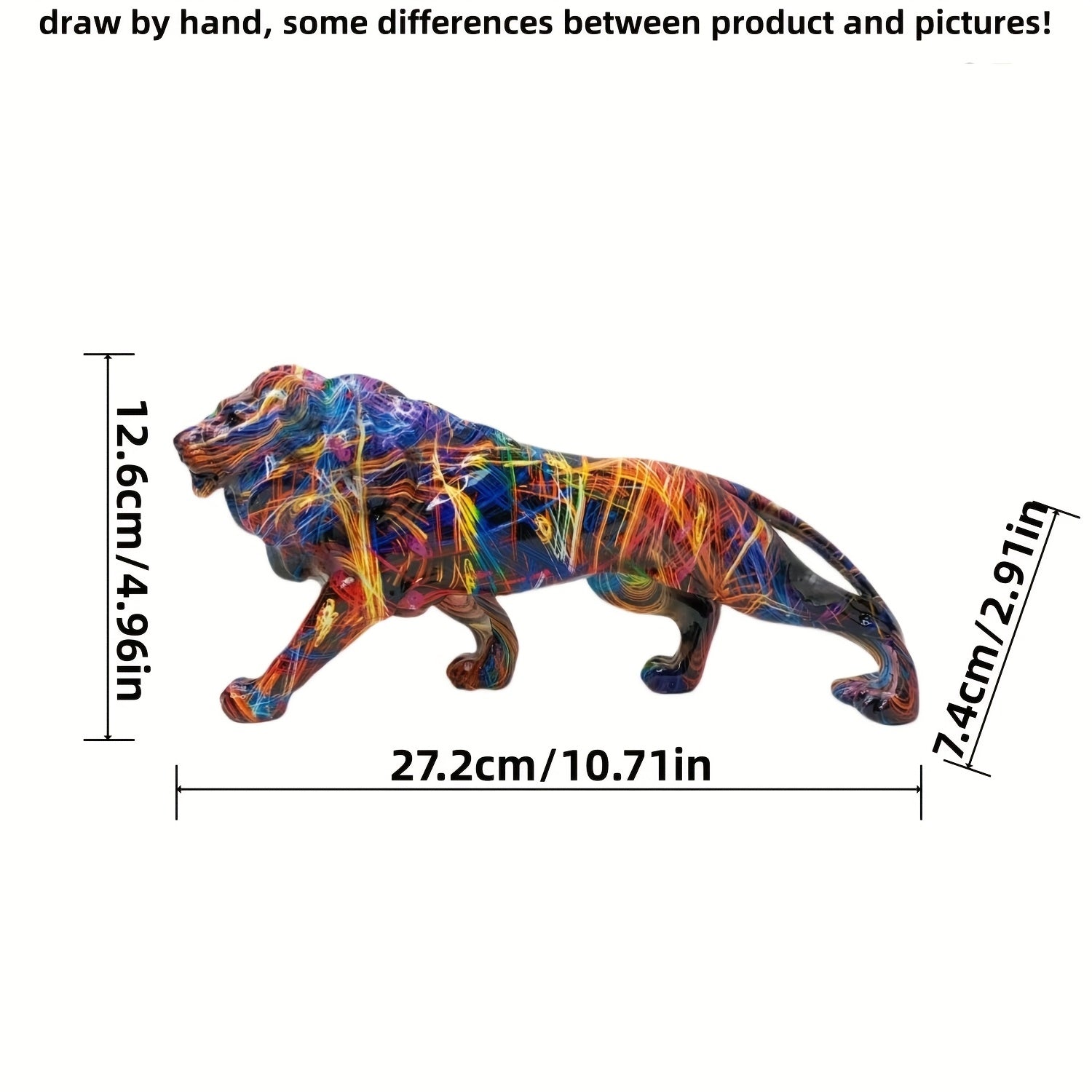 Tnessential Colorful Lion King Resin Statue 3D Decor