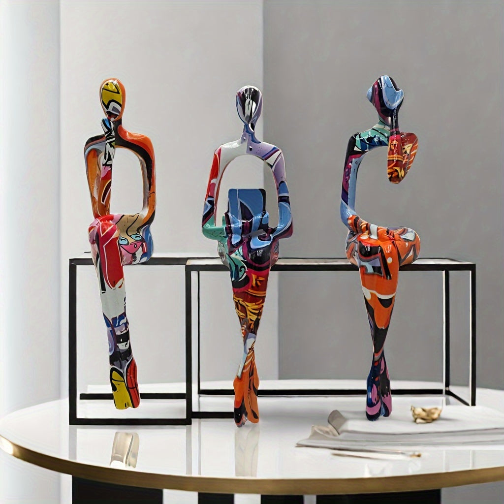 Tnessential Abstract Thinker Resin Character Statue Set 3D Decor