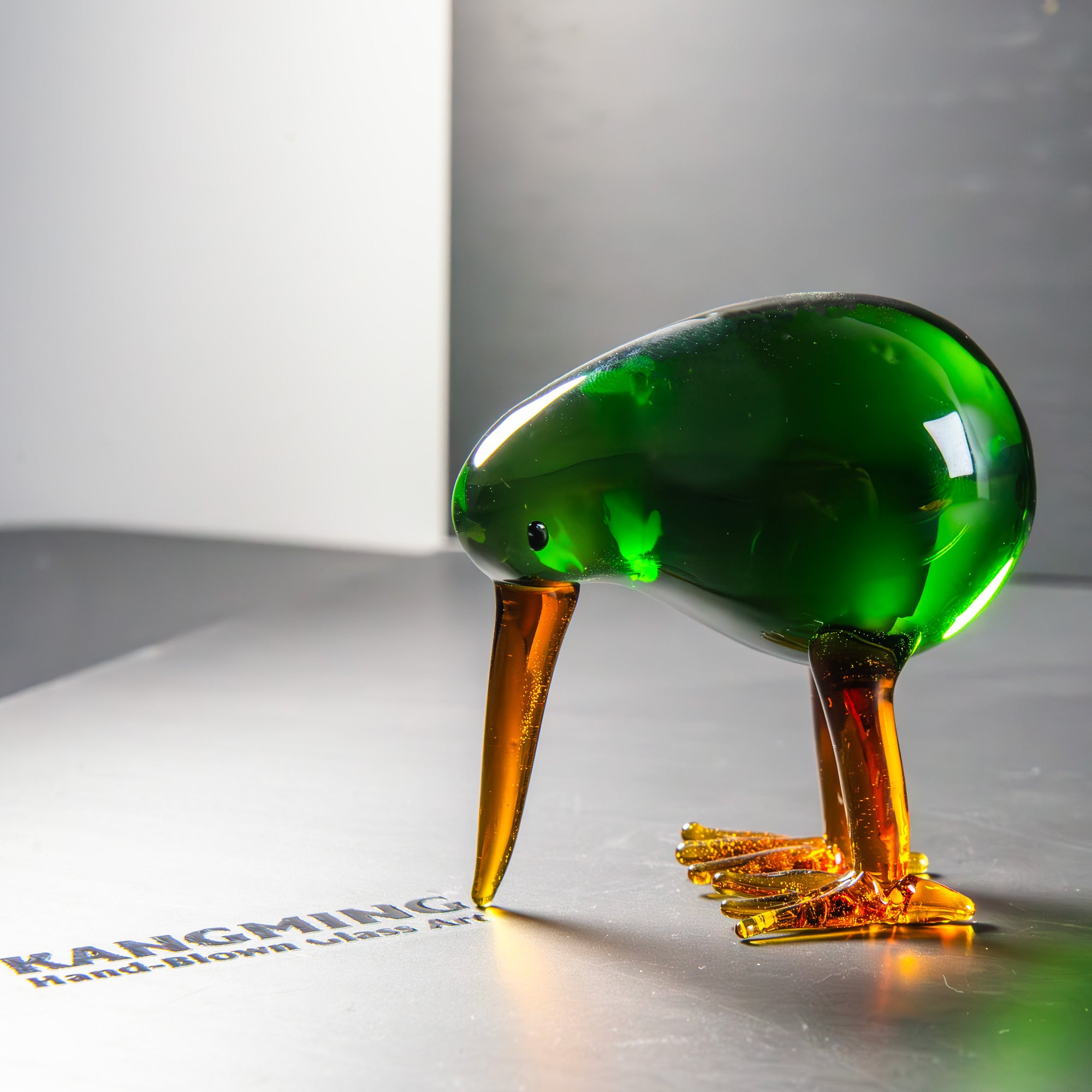 Tnessential Handmade Green Kiwi Bird Glass Figurines 3D Decor