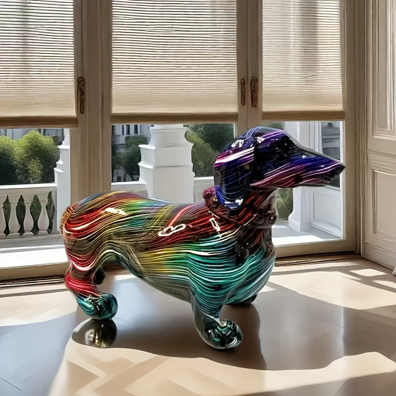 Tnessential Vibrant Dachshund Resin Sculpture 3D Decor