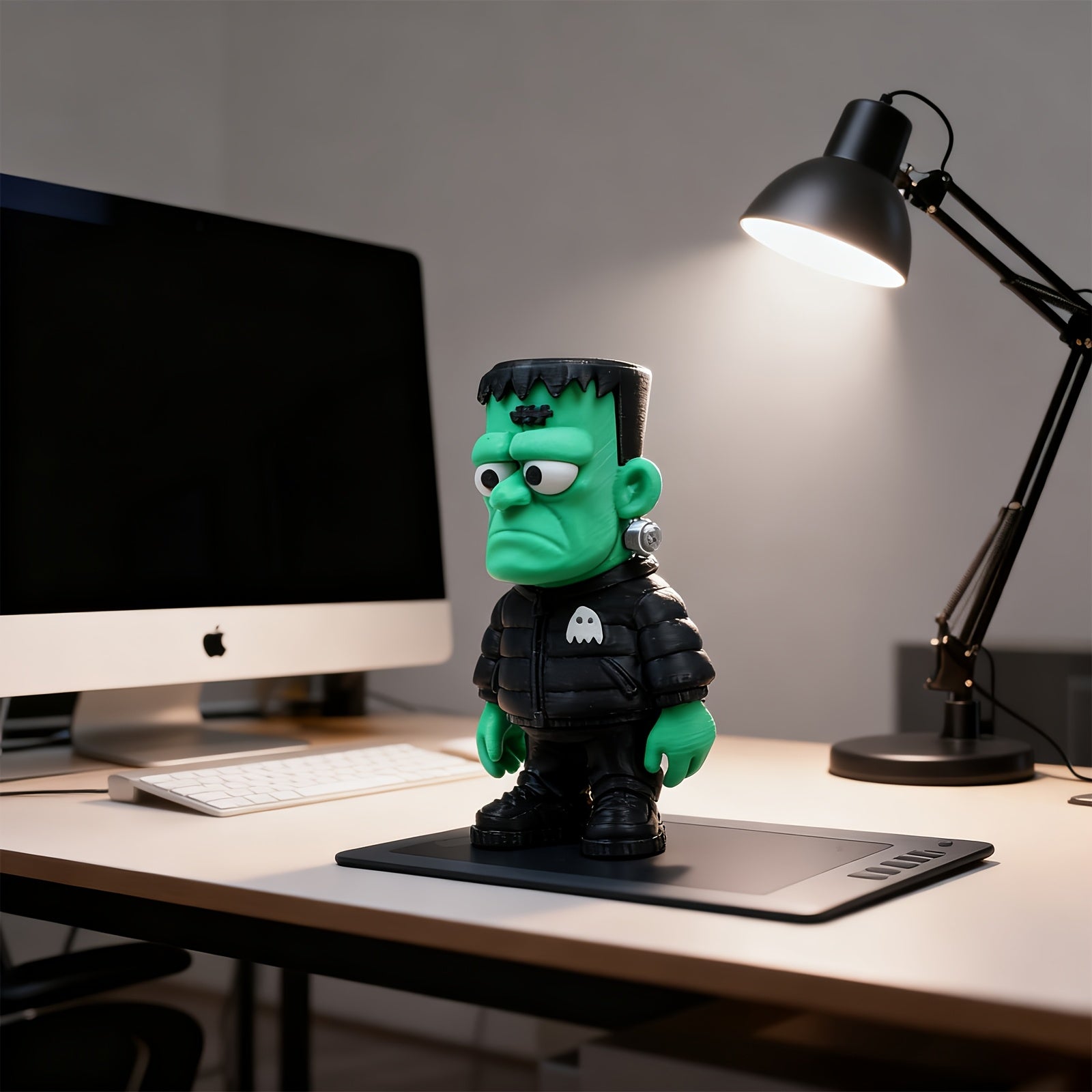 Tnessential Printed Green for Man in Black Coat Statue 3D Decor