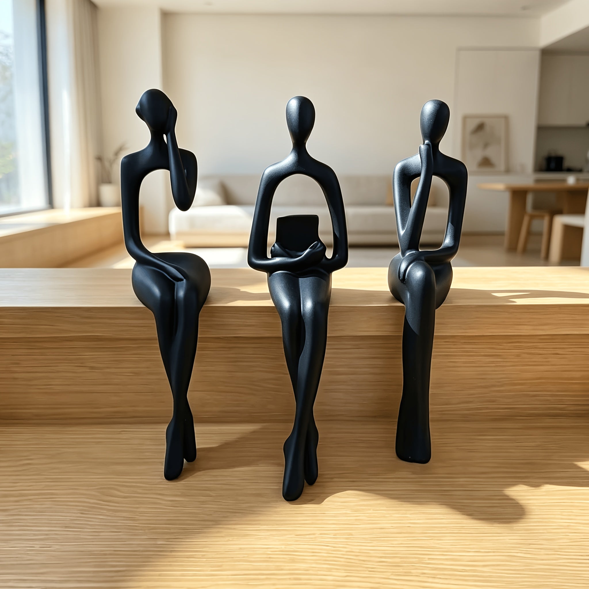 Tnessential Modern Resin Thinker Sitting Statue 3D Decor