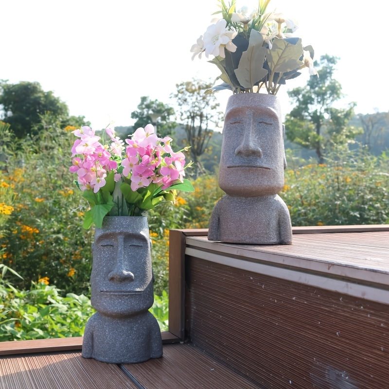 Tnessential WENYLE Creative Moai Stone Statue Flower Pot 3D Decor