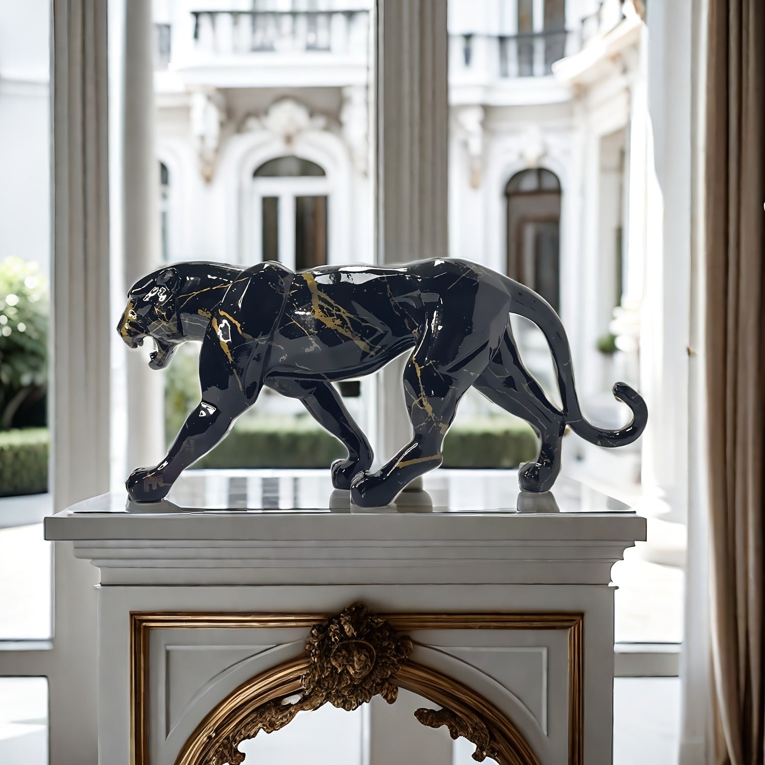 Tnessential Leopard Resin Statue 3D Decor
