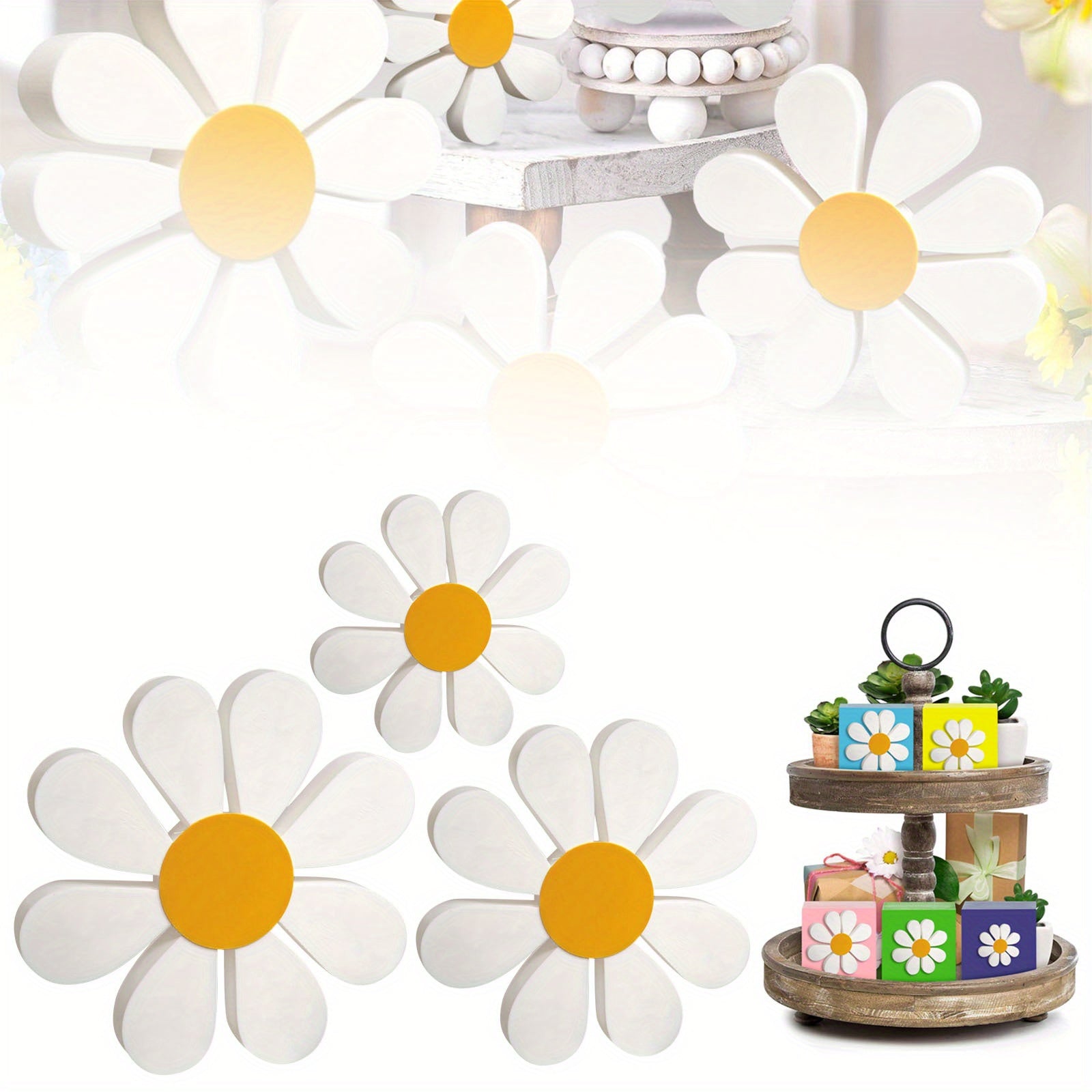 Tnessential Farmhouse Literary Decor 3D Daisy Ornaments 3D Decor