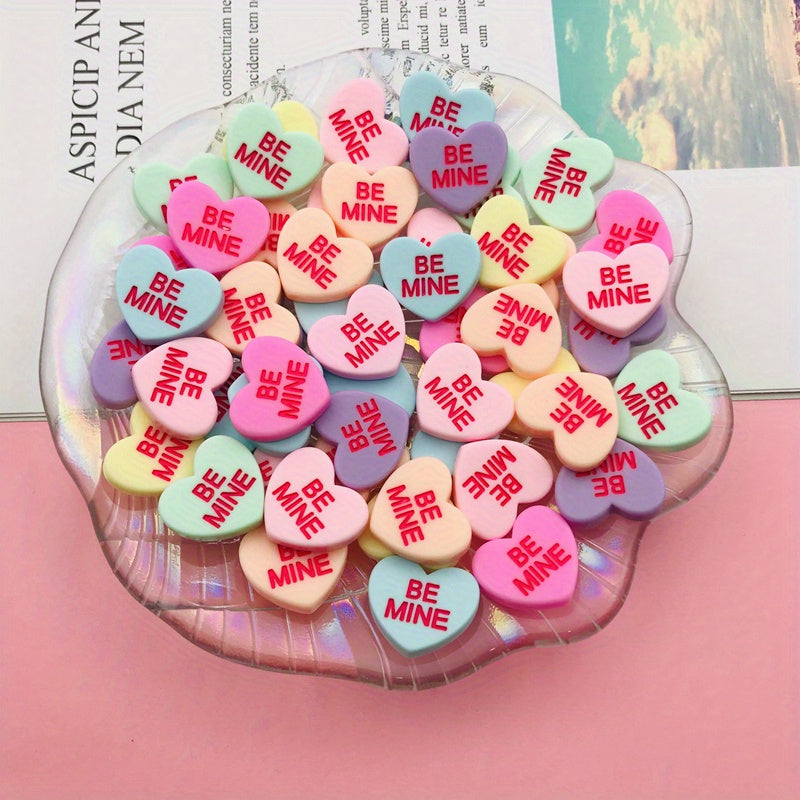 Tnessential U002f20pcs Resin New Pastel Hot Conversation Heart Shape 3D Decor