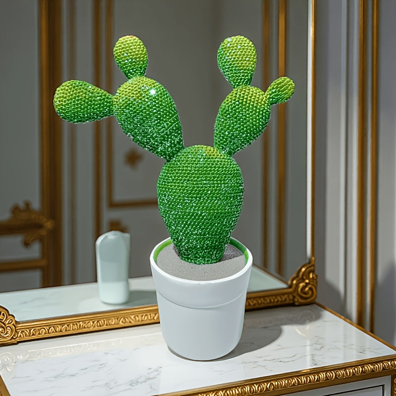 Tnessential Sparkly Green Cactus Statue 3D Decor