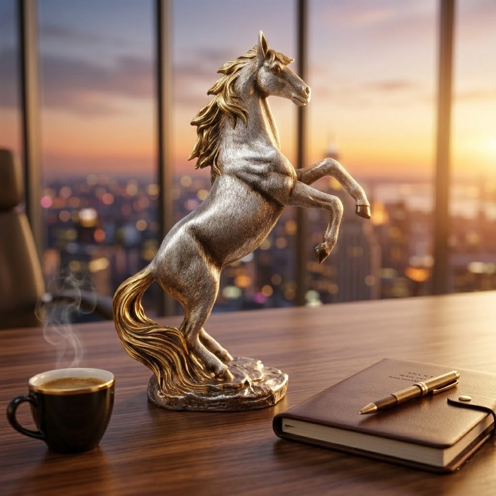 Tnessential Elegant Soaring Stallion Statue 3D Decor