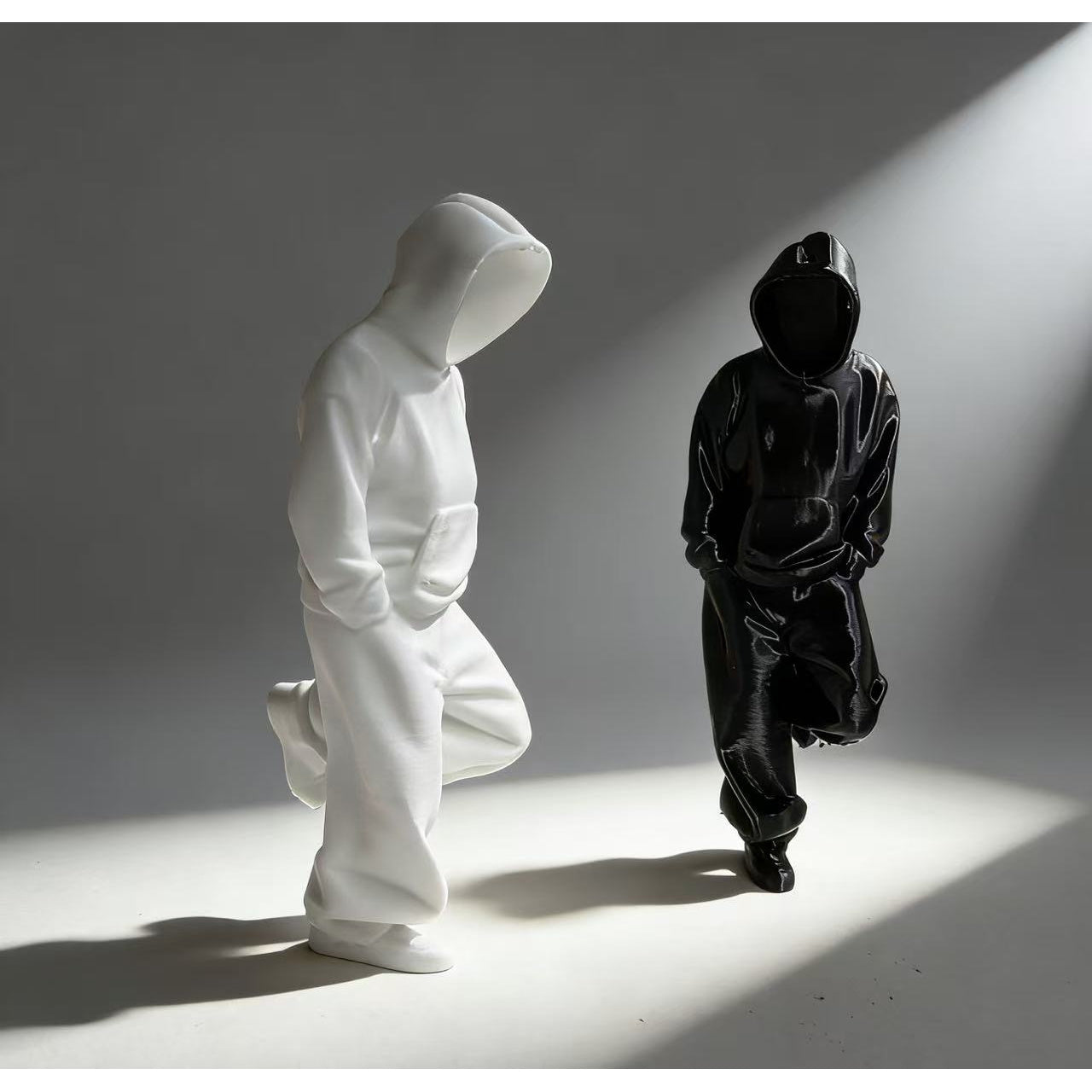 Tnessential Black and White Faceless Thinker Model Collectible Figurine 3D Decor