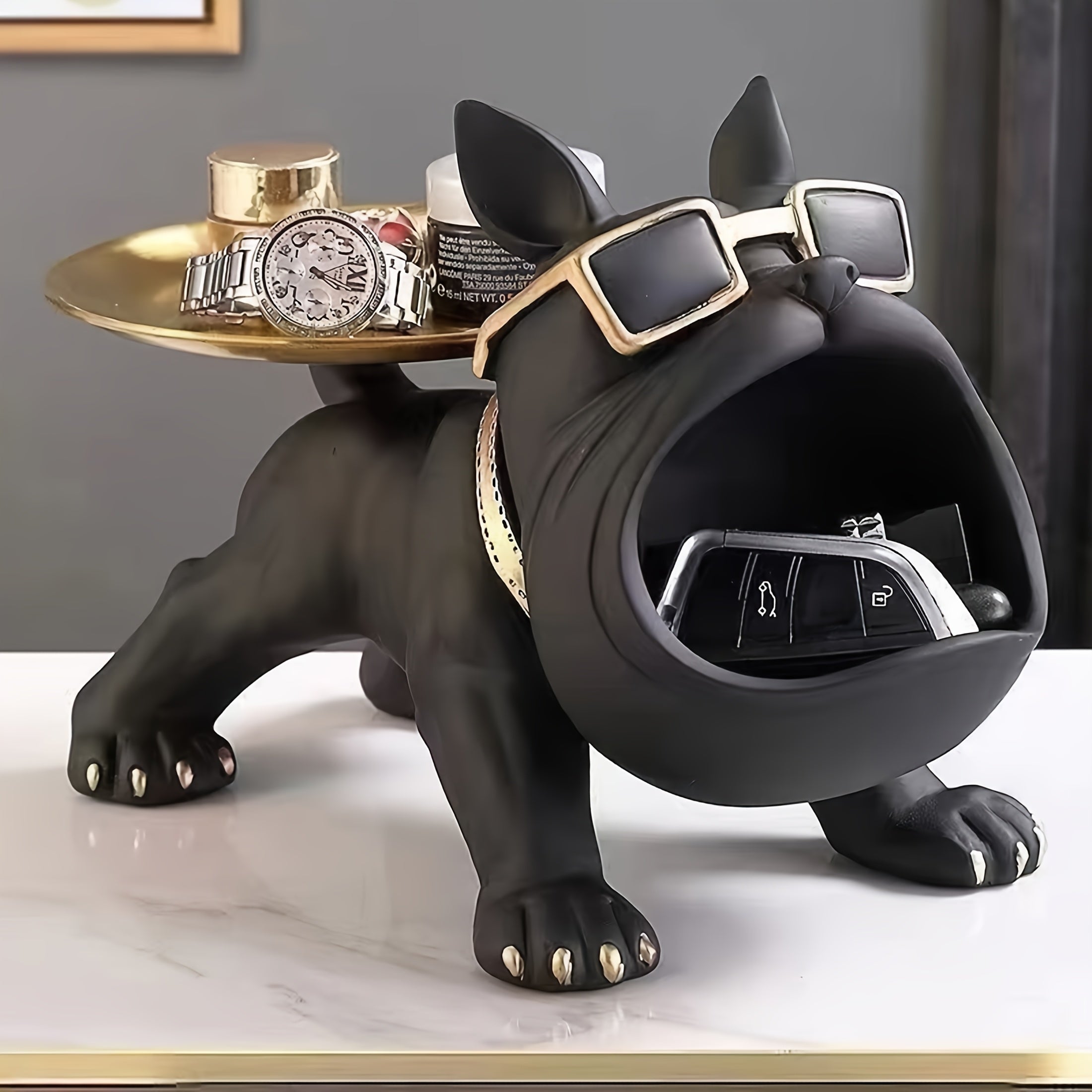 Tnessential Chic Dog Statue Resin Storage Tray 3D Decor