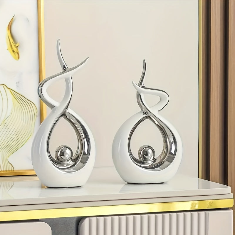 Tnessential Modern Flame Art Abstract Geometric Sculpture Set 3D Decor