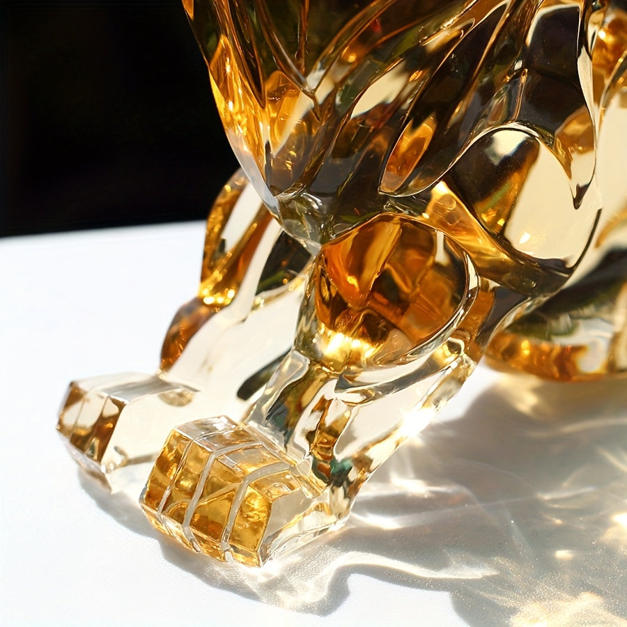 Tnessential D Flat 3D Creative Amber Lion Figurine Transparent 3D Decor