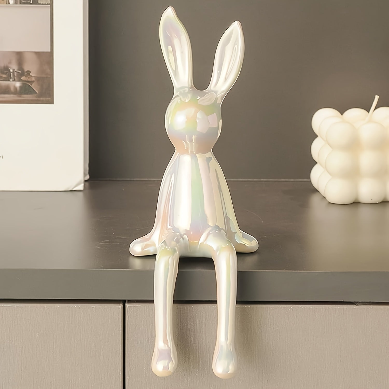 Tnessential Creative Cute Healing Animal Sculpture Cute Sitting Rabbit 3D Decor