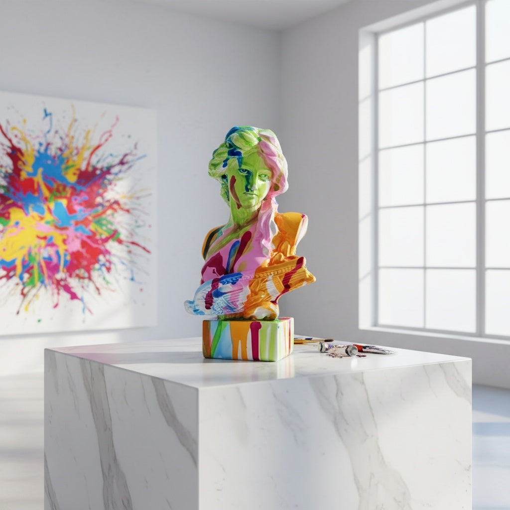 Tnessential 1pc Vibrant Graffiti Muse Statue 3D Decor