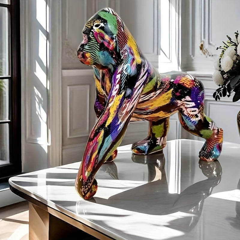 Tnessential Colorful Resin Gorilla Statue Figurine 3D Decor