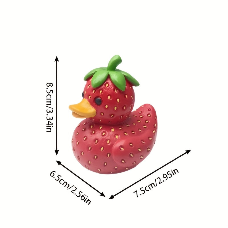 Tnessential Strawberry Duck Resin Collectible Figurine 3D Decor