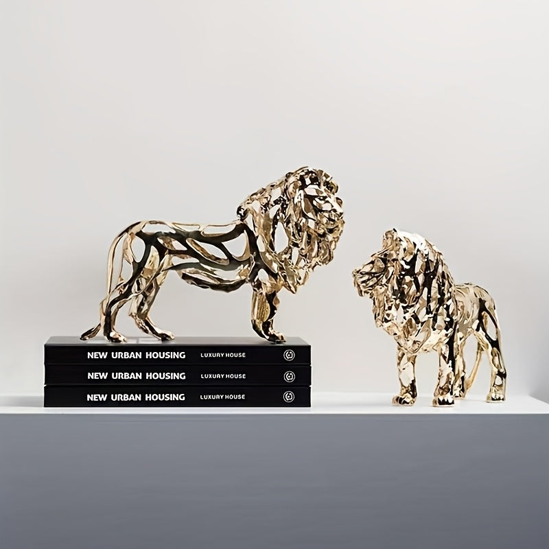 Tnessential Elegant Golden Metal Lion\u002fleopard\u002felephant\u002flion\u002fmount\u002ftiger Sculpture 3D Decor